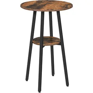 HOOBRO 37.4" Round Pub Table, 2-Tier Bar Table Bistro Table with Storage,  Aesthetic High Top Table for Small Spaces, Cocktail Table with Top Particleboard for Kitchen, Easy to Assemble, Rustic Brown#SpringSale #BigSpringSale