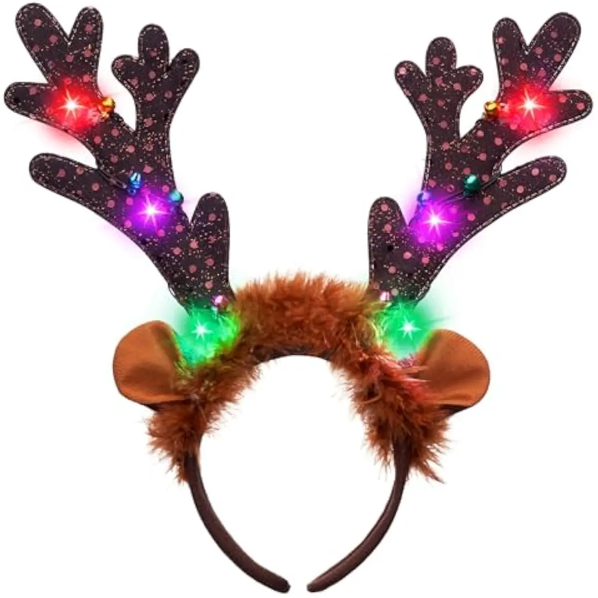 4 PCS Christmas Light Up Antler Headband, Long Antler Headband for Adult Kids Christmas Party Favor Supplies Xmas Accessories Holiday.