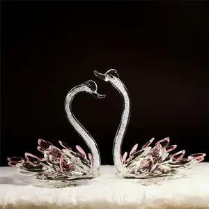A Pair Of Crystal Pink Swans| Eternal Love Collection| Wedding Anniversary/Valentine's Day Limited Gift Box| Glazed Glass Artwork| Collectibles Valentine's Day Gifts Parents Souvenirs Home Decor Halloween Christmas Gifts