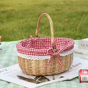 1pc Woven Basket Handheld Small Storage Basket, Gift Basket, Outdoor Storage Basket, Beach Basket, Multi-Functional and Durable Design