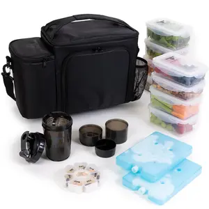 Extra Large Insulated Meal Prep Lunch Box Set - 8 Containers, XL Ice Packs, Shaker Cup, and More by ThinkFit!