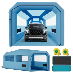 VanAcc Inflatable Paint Booth with 1100W+750W Blowers, Upgrade 4-Stage Filters System & Peak Roof, Portable Paint Booth with PVC Windows for DIY, Mobile Detailing, Auto Refinish