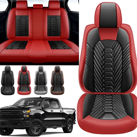 For Chevy Silverado GMC Sierra Pickup Trail Boss Custom Fit 2007-2024 2025 2026 1500 2500HD 3500HD Crew Double Extended Cab,For Yukon 2007-2026 Waterproof Nappa leather Seat Covers - Full Set