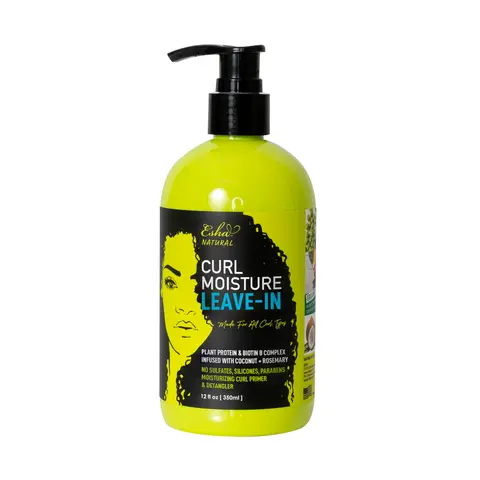 Esha Natural Curl Leave-In Conditioner - Rosemary Oil-Scented Blend with Biotin, Moisture-Boosting Hydrating Treatment for Curly Hair, Curl Enhancement & Natural Coconut Oil Benefits