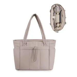 Westdeer Insulated Puffer Tote Bag with Cup Holder & Laptop Compartment & Trolley Sleeve for Travel, Work, Nurse, Women