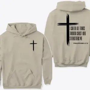 Hoodie - Classic Religious Design, Philippians 4:13, Suitable for Christians and Bible Enthusiasts, Wool Hoodie Fabric for Both Men and Women