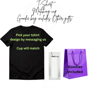 Grab bag - T-Shirt & cup + women’s tee - design your own - picture is EXAMPLE ONLY