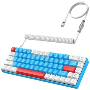 Rk-t8 Wired 65% Mechanical Gaming With Rgb Led Backlit Anti-ghosting Tkl Mini 68 Key Custom Coiled C To A Cable Tactile Blue For Ps4 Ps5 Pc Gamer(white/blue/red)
