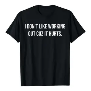 [100% Cotton]I Don’t Like Working Out Cuz It Hurts Funny Workout Shirt,Soft fabric, black T-shirt, short sleeved, printed pattern T-shirt