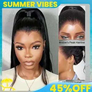 【 Pre-Styled Ponytail 】Widows Peak Ponytail Wig Invisi Strap 360 Lace Wig Glueless Human Hair Wigs Ponytail Wig Out of Box#Summervibes