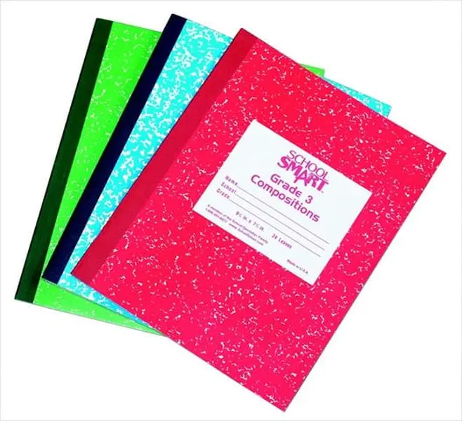 School Smart 085301 Flexible Cover Skip-A-Line Marble Handwriting Composition Book - Grade 2, 9-3/4 x 7-3/4 in (9.75x7.75"), 50 leaves/100 pages, Blue, Office Stationery Notebook, Paper