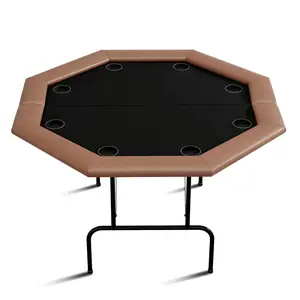 Garvee 8-Player Octagon Poker Table with Folding Legs and Cup Holders, Casino Style Professional Texas Hold'em and Blackjack Table Ideal for Home Parties and Game Nights