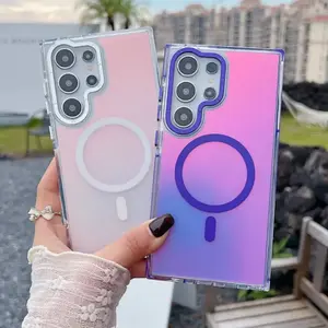 Fashion Colorful Metal Lens Magnetic MagSafe Phone Case for Samsung Galaxy S26 S25 S24 Ultra S23 Plus S22 S21 FE A53 A54 A55 A56 A36 A26 A16 Shockproof Wireless Charging Discolor Cellphone Cover
