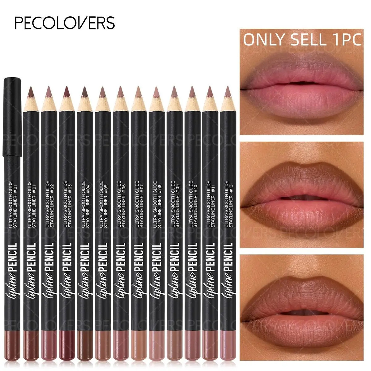 1PC Red Brown Purple Matte Lip Liner Pencil Makeup Long Lasting Waterproof Tinted Lip Liner Contour Non-stick Cup Nude Lipstick Lips Makeup Woman Lipliner