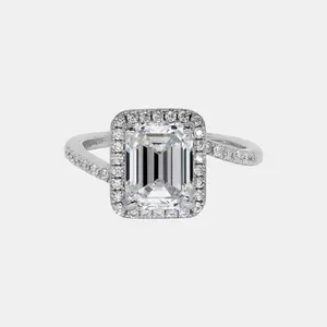 【723】Valentine's Flash “Begin Again” 3 Carat Synthetic Moissanite Tension-Set Halo Ring - Fashion, Wedding, Anniversary, Party Jewelry Gift