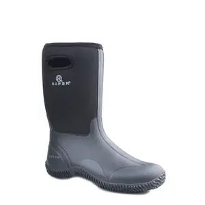 Mens Barnyard Boot Black Neoprene Upper With Pull Hole And Rubber Bottom