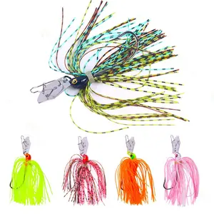 5pcs Chatterbait Artificial Fishing Lures Set, Bladed Jig Spinnerbaits with Metal Blade & Silicone Skirt, Weedless Bass Fishing Lure Kit for Freshwater, Fishing Tackle Kit