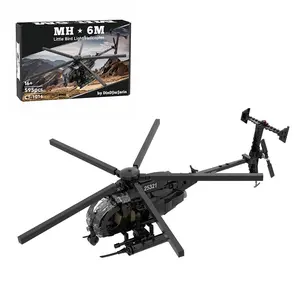 Razordon MOC-88275 MH-6 Little Bird Helicopter Building Block Set – 595 Pieces, Military Aircraft Model Kit, Gift for Teens & Adults