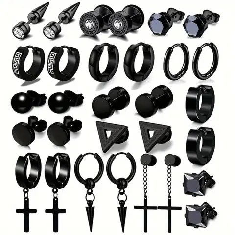 Men's Punk Style Cross & Spiral Design, Fashion Jewelry, Earrings Stack Set for Party, Daily Clothing Decor, Trendy All-match & Exquisite Jewelry for Birthday Gift #GLOBAL PICKS