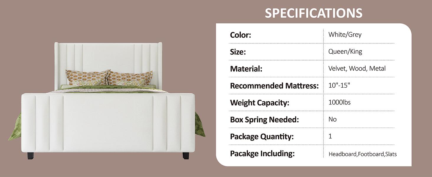 AMERLIFE Modern Bed Frame, Upholstered  Platform Bed with Vertical Channel Tufted Headboard & Footboard, Premium Velvet, Queen/King Size/Unique Bedroom Furniture/Best Gift Ideas/Christmas Gifts