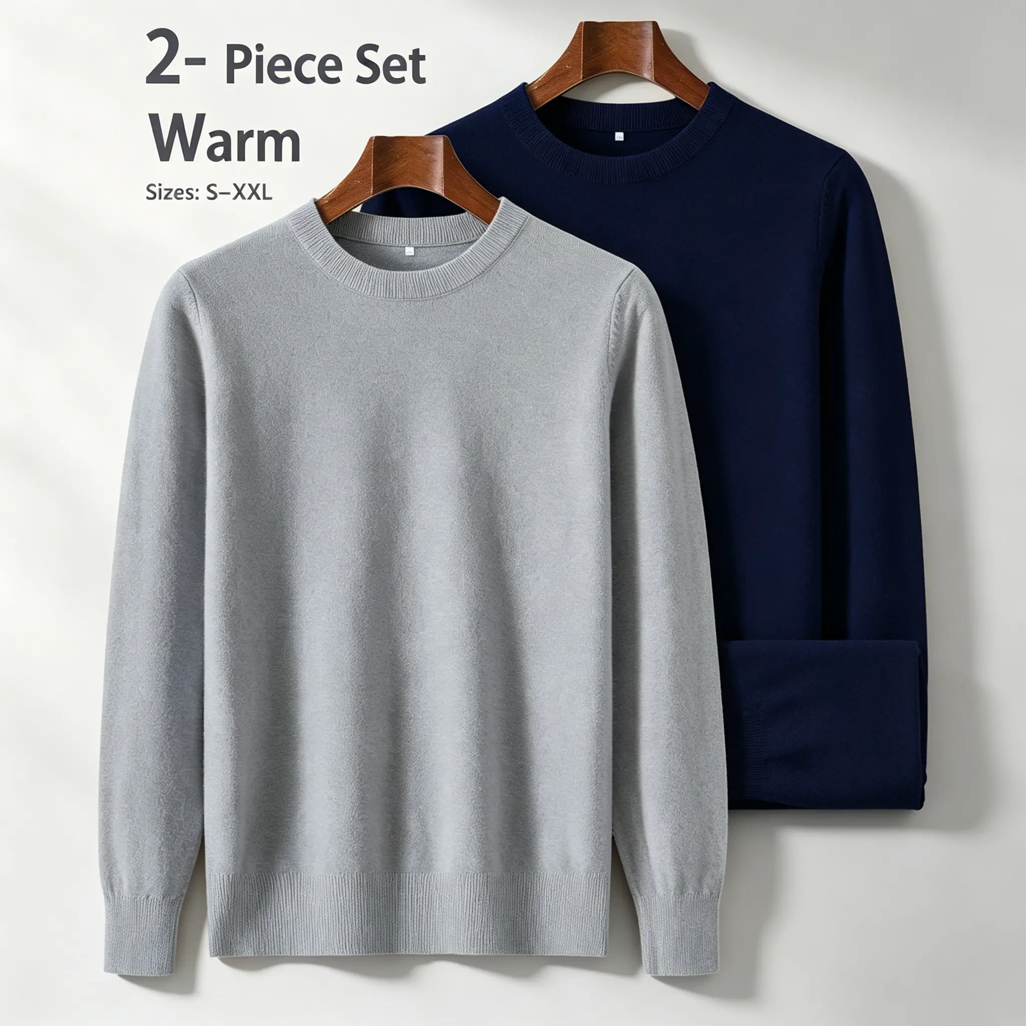 Men's Crew Neck Knitted Jumper, Long Sleeve Solid Colour Pullover, Casual Smart Layering Top, S-XXL