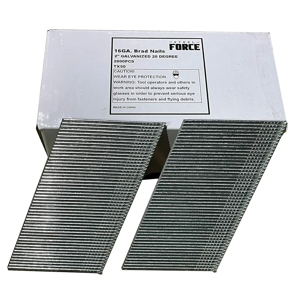 Steel Force TX50 16GA 20-Degree Angle Finish Nails, 2,000 Pcs Hardware Fasteners for Carpentry & Woodworking