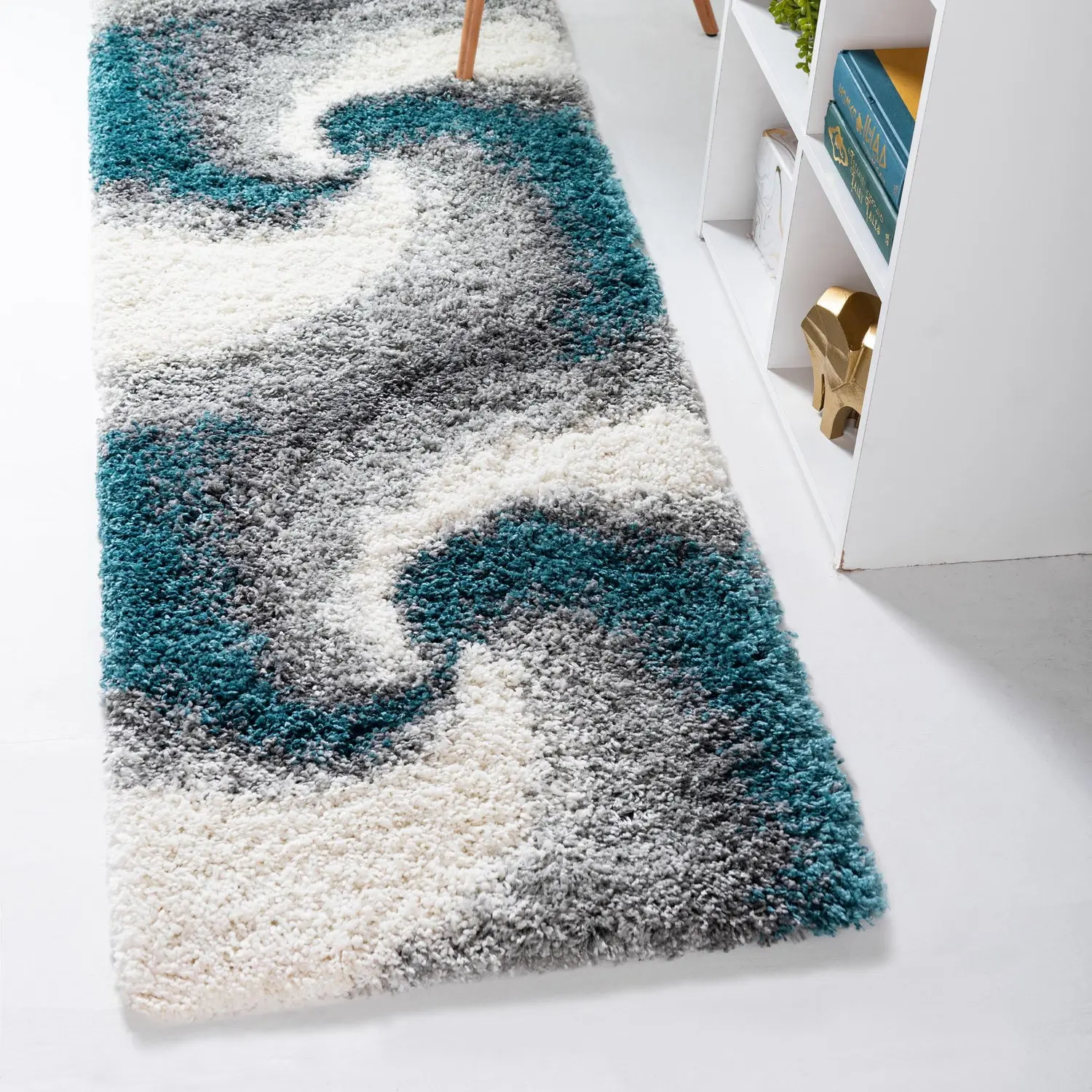 Turquoise Soft-Touch Shag Rug, Home Decor Rug, High-Pile Household Textile Carpet, High Pile Rug