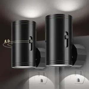 LED Motion Sensor Night Light,Motion Activated Night Light & Dusk to Dawn Sensor Night Light Plug into Wall 5-300LM Adjustable Brightness,5000K Daylight,for Kitchen,Hallway Bedroom,Stairs, 2 Pack