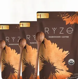 RYZe pack of 3 Mushroom Coffee 30 Servings with 6Adaptogenic Mushrooms MCT Oil & 2000mgSuperfoods USDA Organic USA Grown InstantCoffee Healthcare Vitamin