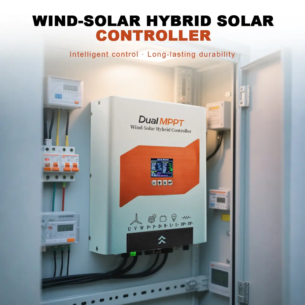 3000W Wind Solar Hybrid Dual MPPT Charge Controller - 2000W Wind Turbine & 1000W Solar Panel, 12V/24V/48V Auto Adapt for Off-Grid Power System, Safety, Solar Powered Charger