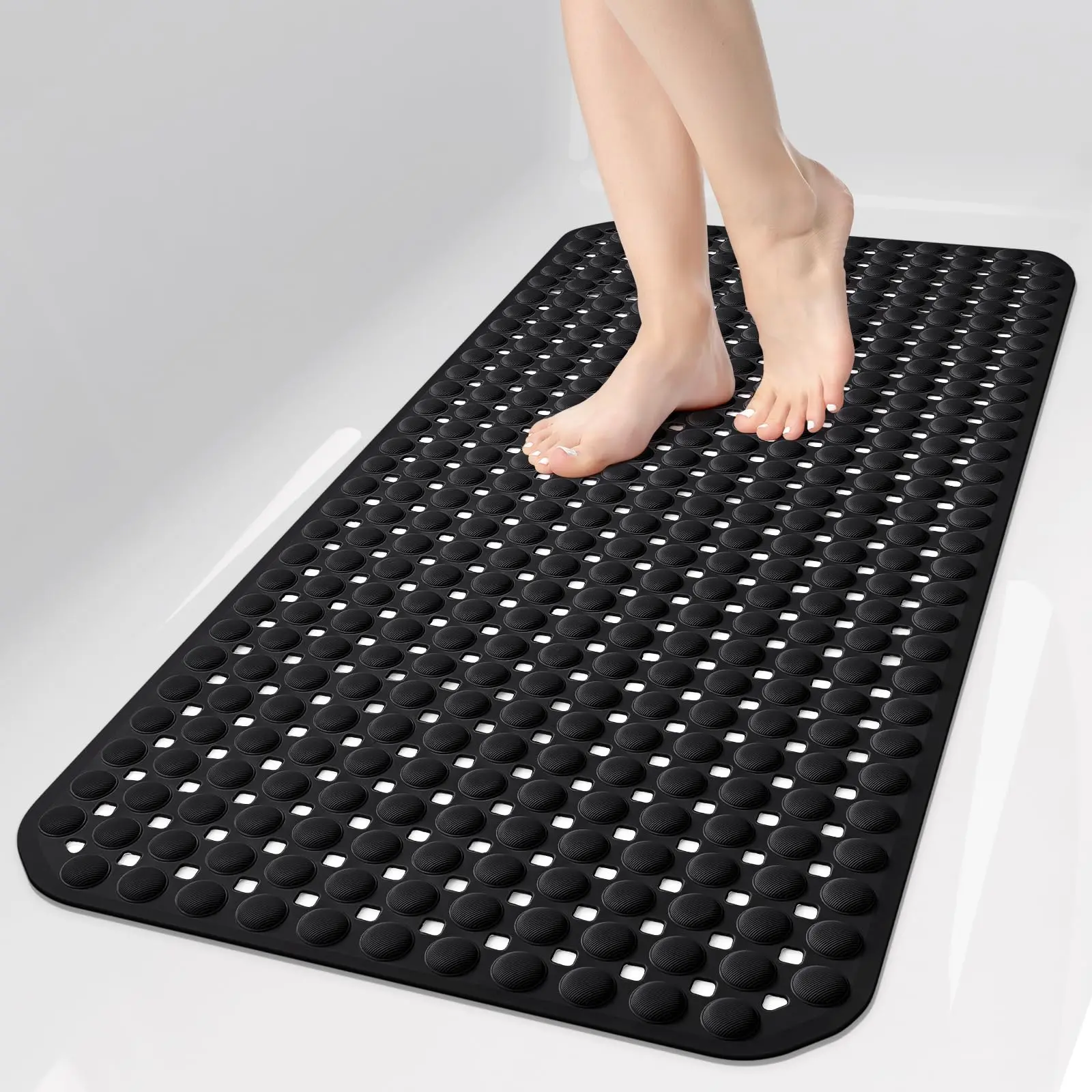 OTHWAY Super Grippy Non-Slip Bathtub & Shower Mat, Soft Massage Scrub Mat with Drain Holes, Easy Clean, 35 × 16 Inch Bathroom Mat
