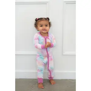 Cotton Candy Bamboo Zippy from BooshBaby - Soft Tie-Dye Pajamas for Kids, 95% Bamboo Viscose & 5% Spandex, Easy Care, Machine Washable, Tag-Free, Flame-Retardant-Free