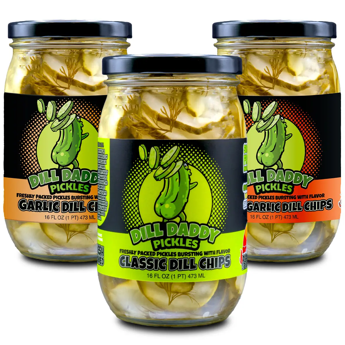 Dill Daddy Pickles 3-Pack 16oz Chips **Free 16oz Jar of Chips**
