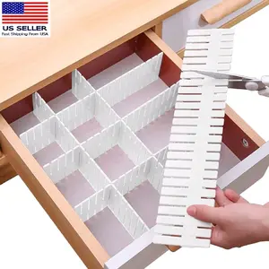 8 Pcs Adjustable DIY Drawer Divider Storage Organizer Separator- White Durable