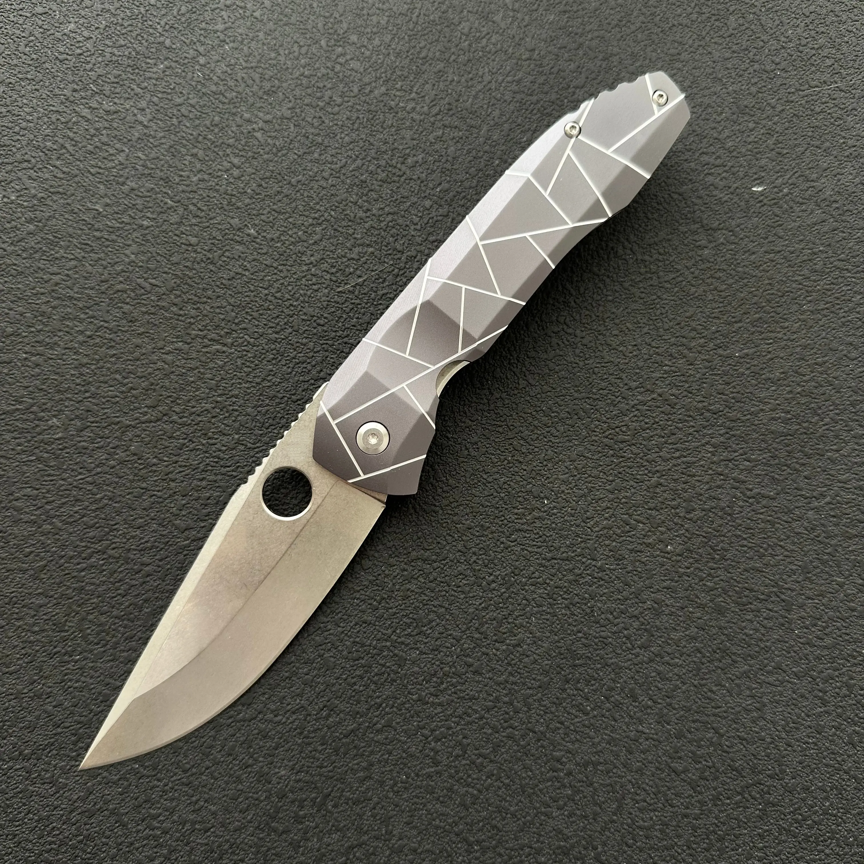 EDC Folding Knife, S30V Steel Drop Point Blade, Aluminum Handle, for Cutting & Collection