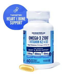 OceanBlue Professional Omega-3 2100 with Vitamin K2 and Vitamin D3-60 Count - Triple Strength Fish Oil Omega-3 Supplement with EPA, DHA, and DPA