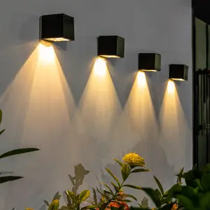 2-Pack Solar Powered Oudoor Landscape Wall Lights, RGBW Outdoor Wall Scone, for Patio, Yard, Garden, Frontdoor, Hallway