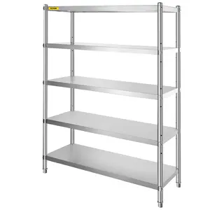 VEVOR Stainless Steel Shelves 48x18.5 Inch 5 Tier Adjustable Shelf Storage Unit Stainless Steel Rack Shelving Heavy Duty Shelving for Kitchen Commercial Office Garage Storage 330lb Per Shelf Organiser