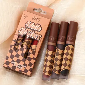 USHAS 3-Pc Chocolate Matte Nude Liquid Lipstick Set - All-Day Wear, Smudge-Proof, And Fade-Resistant With Richly Colored Shades, Velvety Smooth Matte Finish - Perfect Present For Girls And Women, Suitable For All Skin Tones And Personal Styles