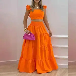 New2026 Spring New Mid-Waist Strap Large Hem Skirt Set for Women Two-Piece Set Clothes FashionGift (Gift)11