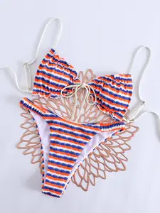 Sexy Versatile Tie-Waist Bikini Swimsuit Set, Adjustable Strap Bikini, Special Colorblock Fabric, Comfortable and Durable, Perfect for Beach and Pool, Bikinis Sets