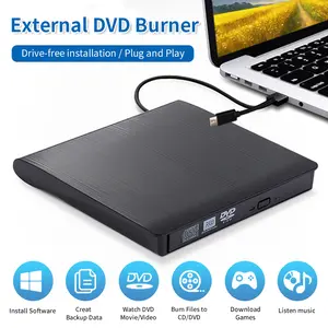 External CD Player Type-C USB 3.0 2 in 1 Portable Optical Drives DVD Burner CD RW ROM Reader Writer Recorder for Desktop Laptop Plug and Play