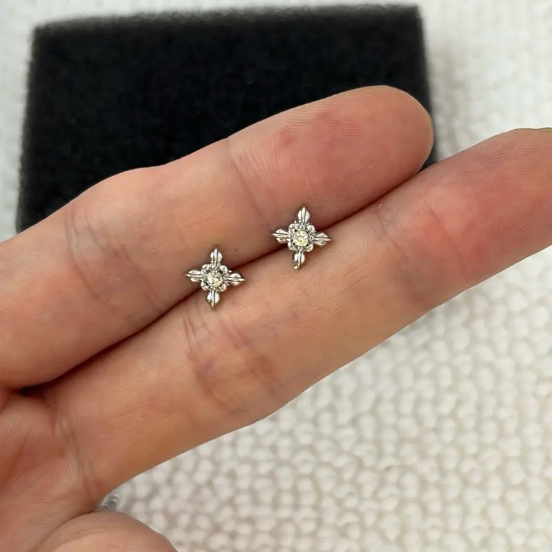 8mm CZ Star Stud Earrings for Men Women Streetwear Hip Hop Punk Unisex Earrings