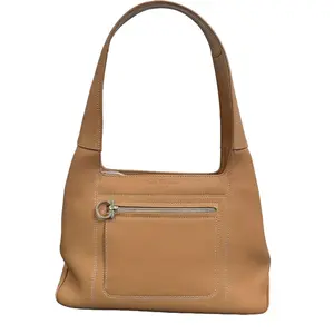 Pre-owned SALVATORE FERRAGAMO cowhide leather Shoulder Bags FERRAGAMO Vintage Tan Grained Calfskin Gancini Buckle Hobo Tote Shoulder Bag, Commuter Handbag