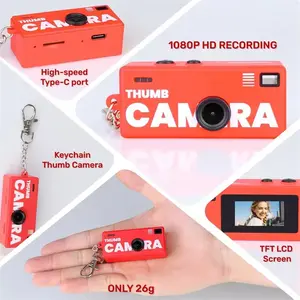 Mini 1080P Thumb Keychain Camera with 0.96 Inch Retro Display, Ultra Portable Video Camera with SD Card Support for Travel