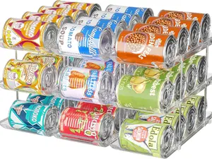 Attelite Can Organizer for Pantry, 3 Sets 3 Tiers Can Storage Organizer Pantry,Soda Can Organizer for Fridge 36 Cans Rack Automatic Rolling Stackable Canned Food Organizer,Clear