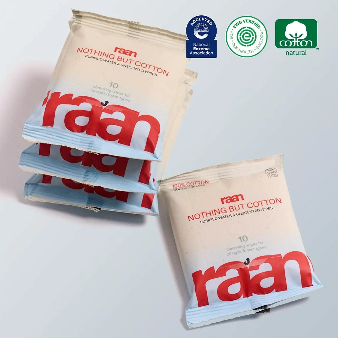 Nothing But Cotton Water Wipes. 10 Count Travel Packs