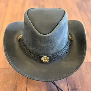 Real Leather Cowboy Hat | Western Leather Hat Men and Women. Leather Hat.