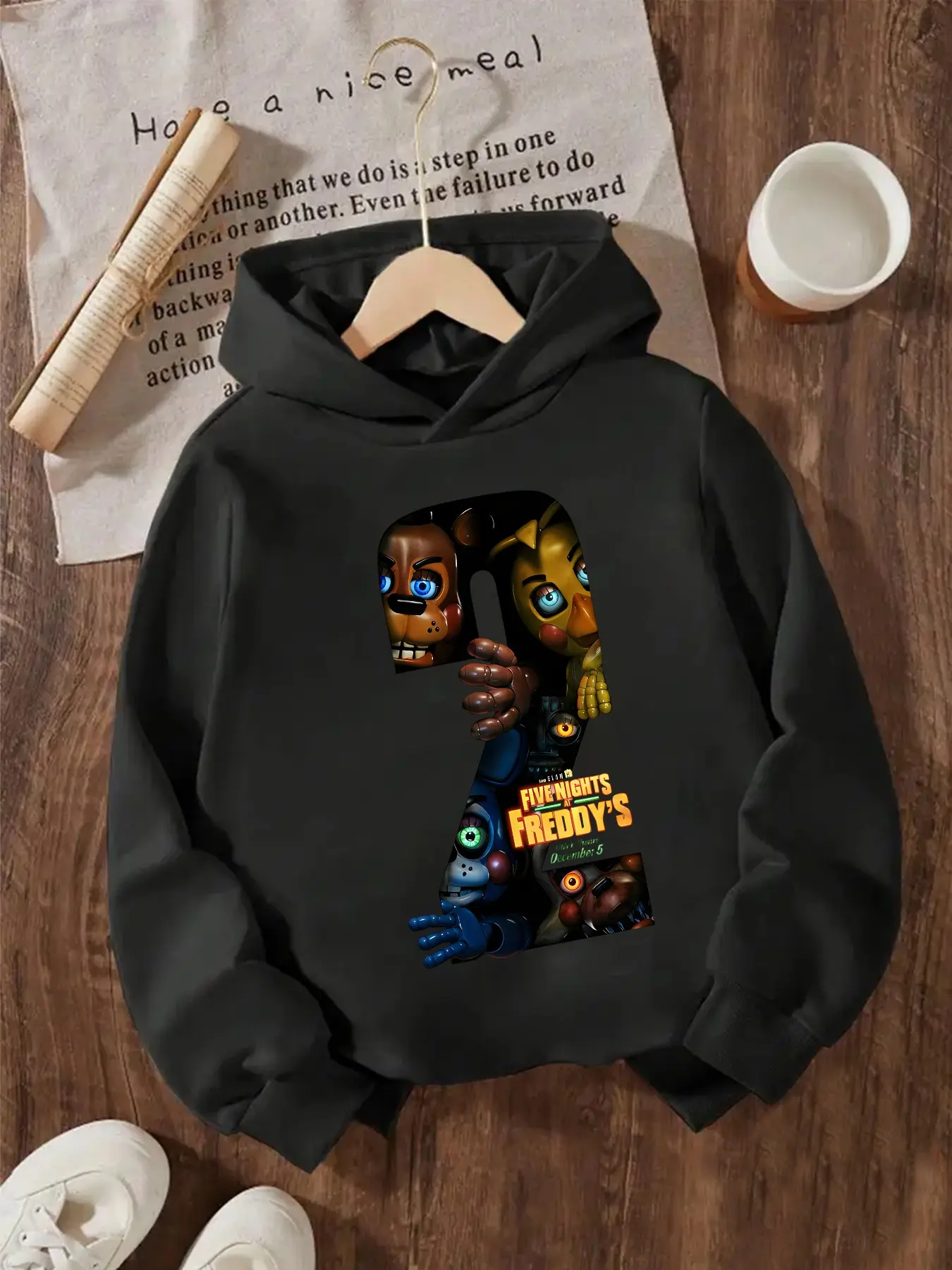 New Spring And Autumn Children's Clothing, Boys And Girls' Creative Hooded Sweatshirts, Five Nights At Freddy's 2 Printed, Trendy, Casual Daily Wear That Suits All Occasions, Ideal Gift Choice, Graphic Print Sweatshirt, Cartoon Print Hoodie