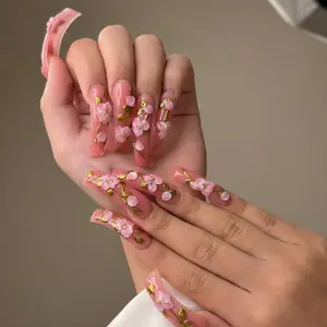 AVIARA  LONG Curved Square  10pcs Handmade Acrylic 3D Y2K Press On Nails Luxious Salon Quality Fake Nail detachable nails